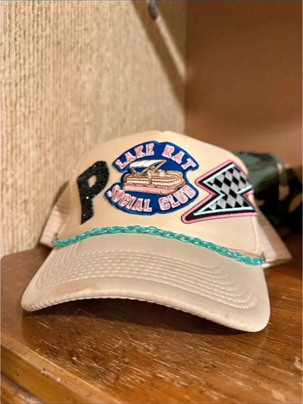 Texas Sistas Lake Rat Social Club Trucker Hat White & Pink